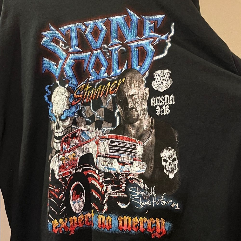 WWE Stone Cold Black Long Sleeve Shirt - Picture 2 of 10